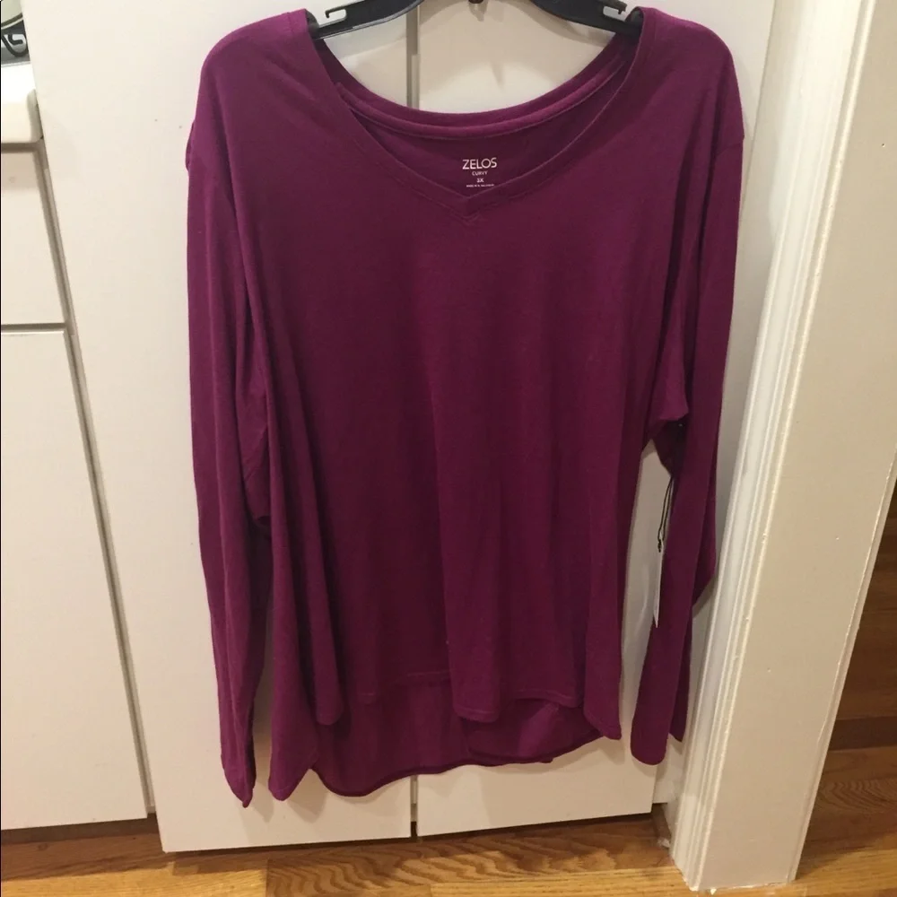 Zelos Active V-Neck Long-Sleeve Pink - XL NWT